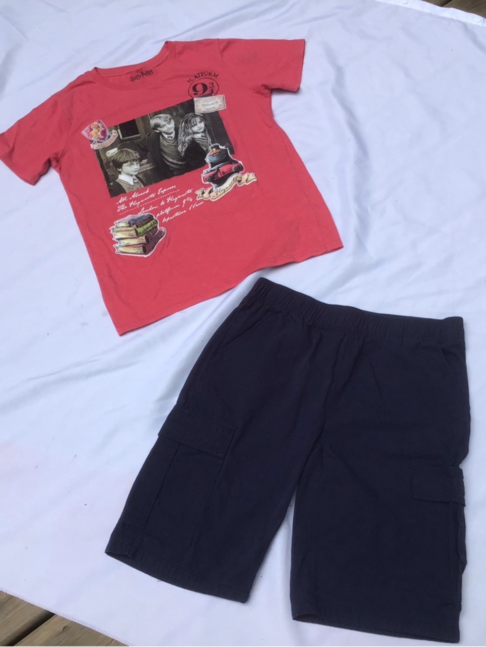 NWOT OHD Quality Navy Cargo Shorts & Harry Potter Tee  Lot